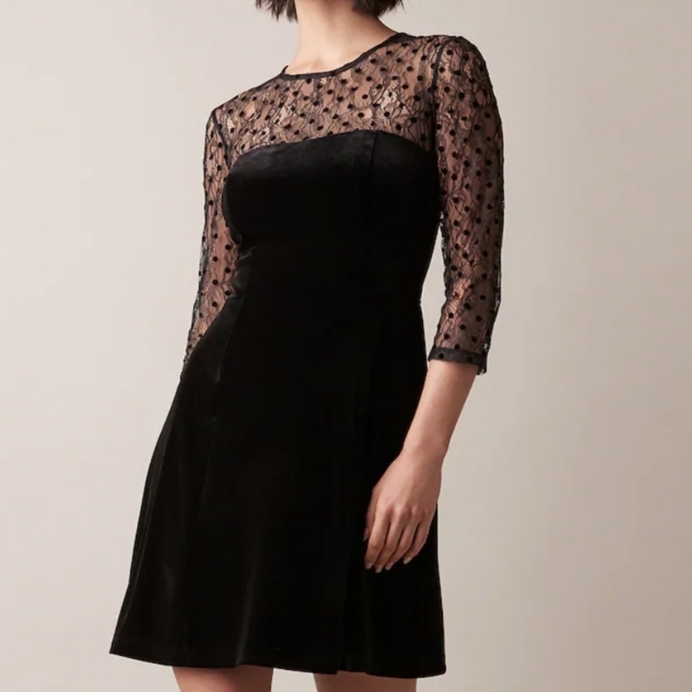 Jason Wu Crushed Velvet Lace 1/2 Sleeve Mini Dress